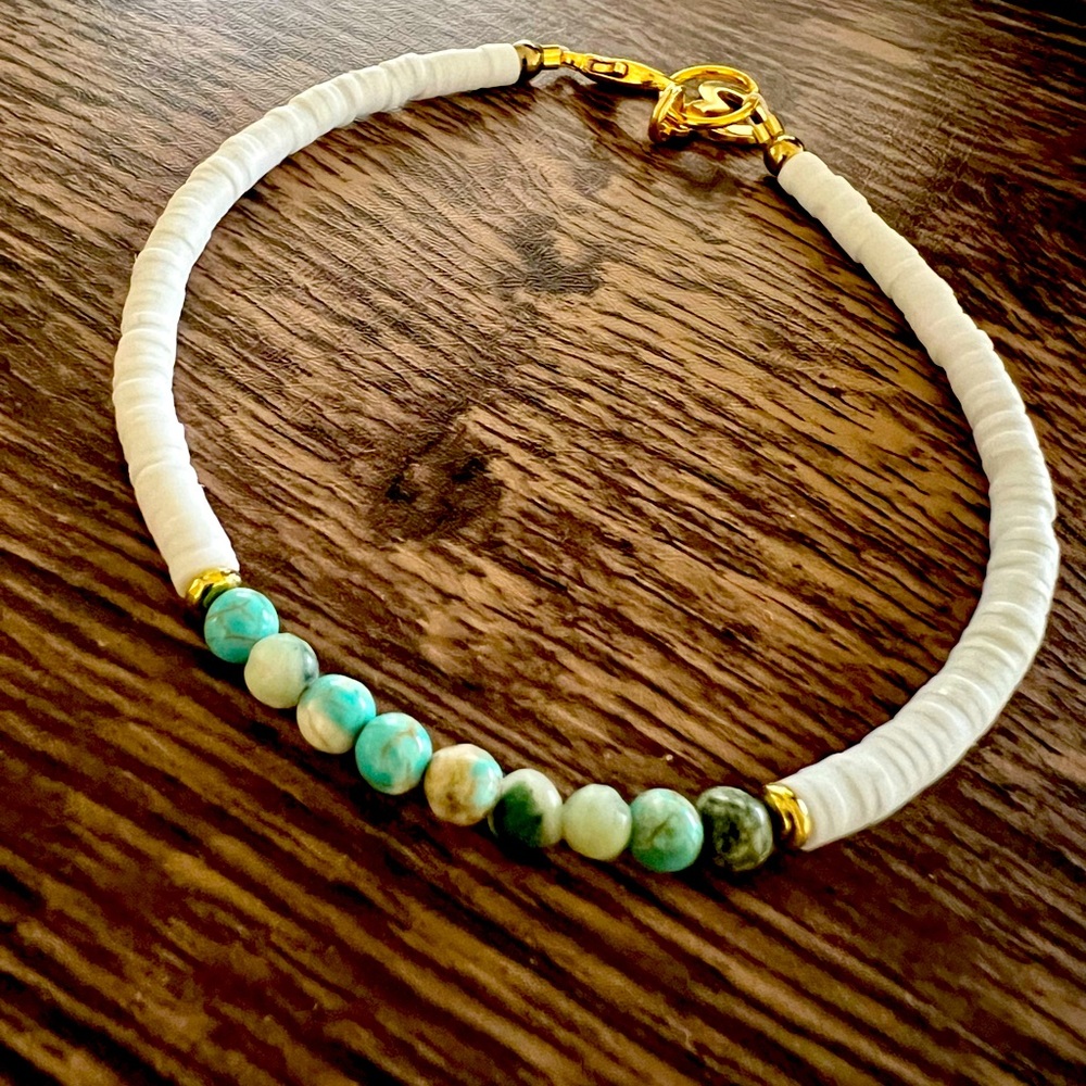 Heishi & Turquoise Anklet 9 3/8”
